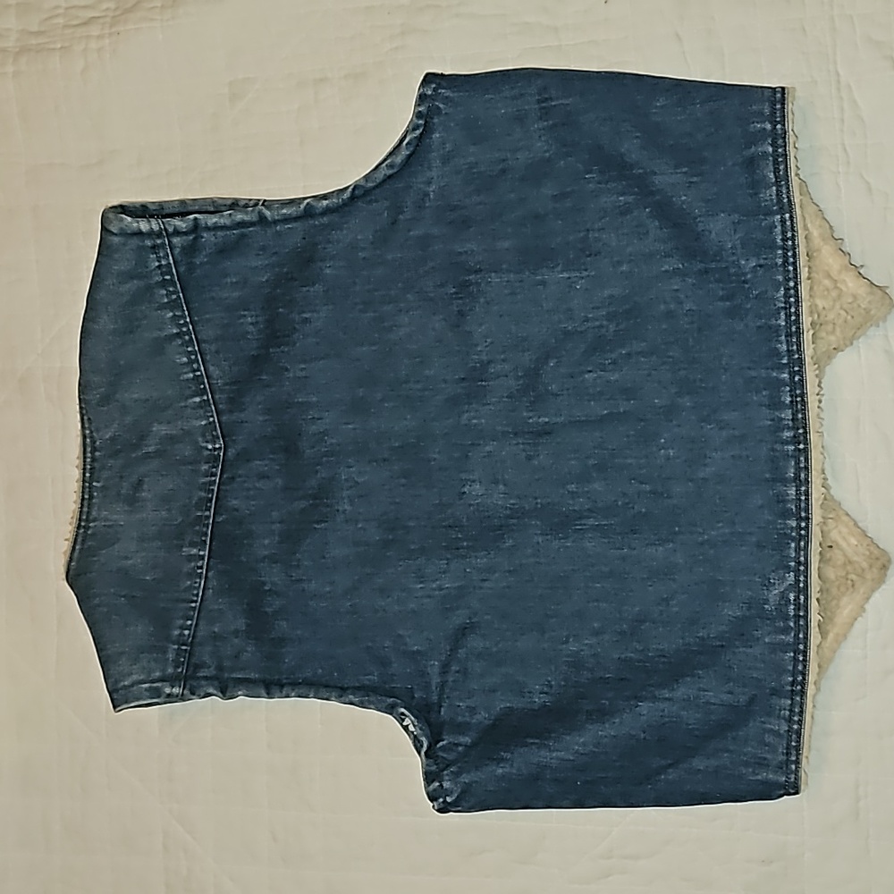 Vintage ATA vest denim wool sherpa lined western light denim fade sz XL - Picture 7 of 7